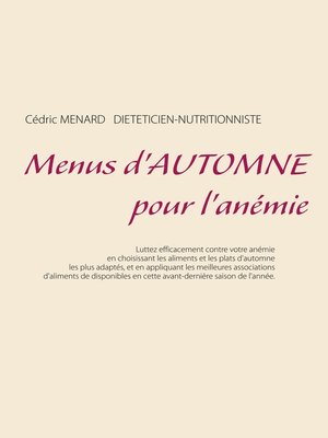 cover image of Menus d'automne pour l'anémie